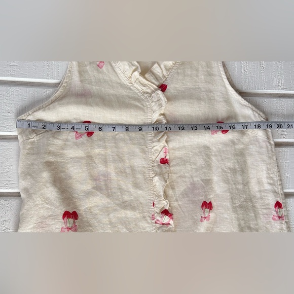 Bellambra Women’s Linen/Cotton Shift Dress Ruffle Collar to Bottom Hem Large - Picture 9 of 10